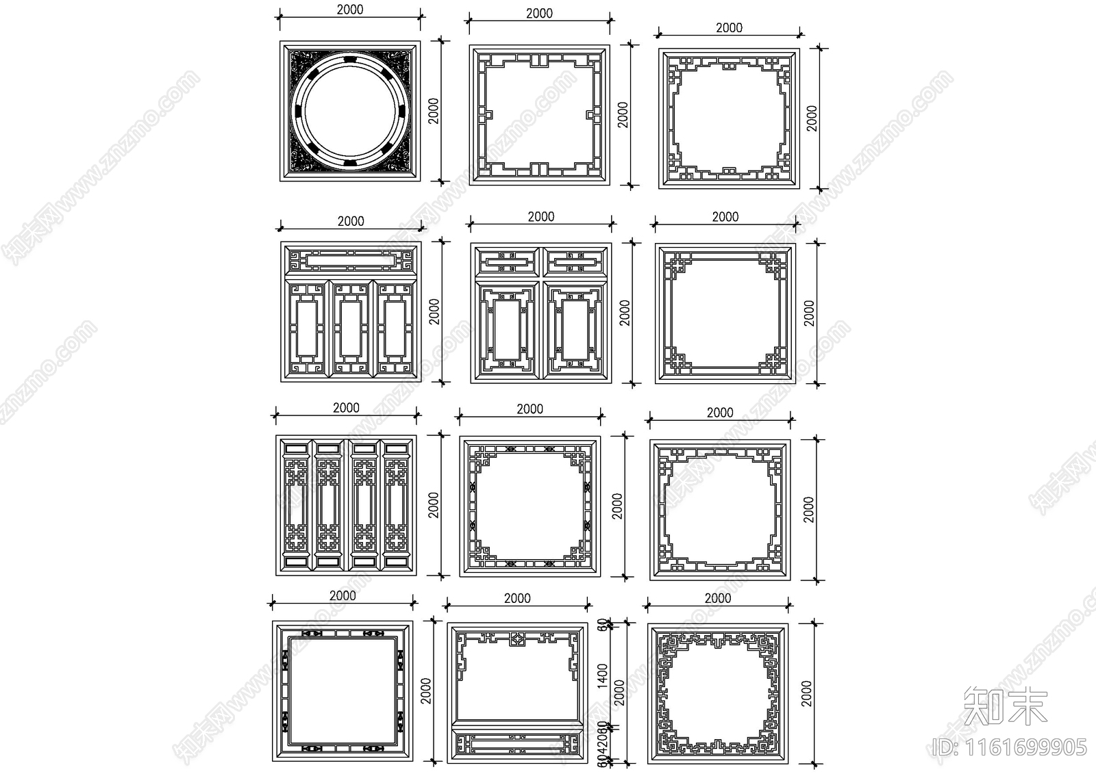 中式古建筑窗图库施工图下载【ID:1161699905】