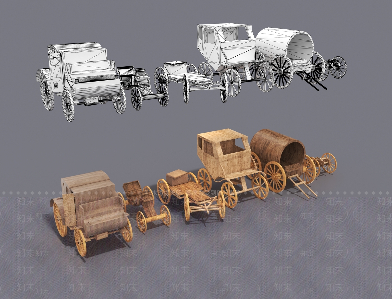 中式马车3D模型下载【ID:1161700714】