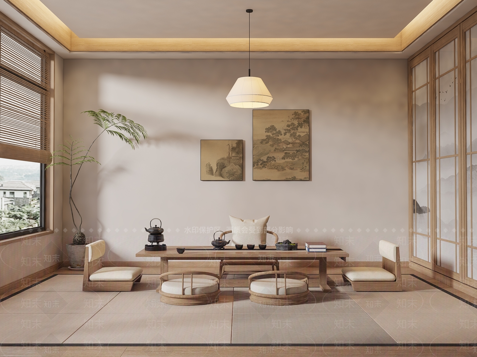 新中式榻榻米茶室3D模型下载【ID:1161702382】