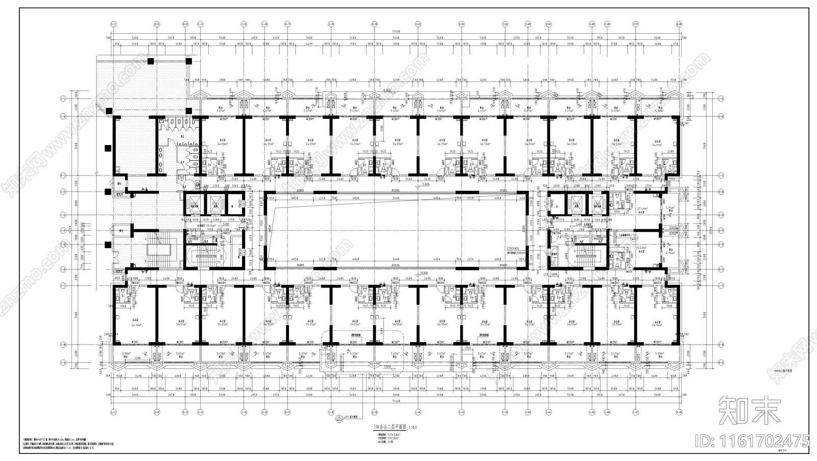 高层办公楼建筑图cad施工图下载【ID:1161702475】