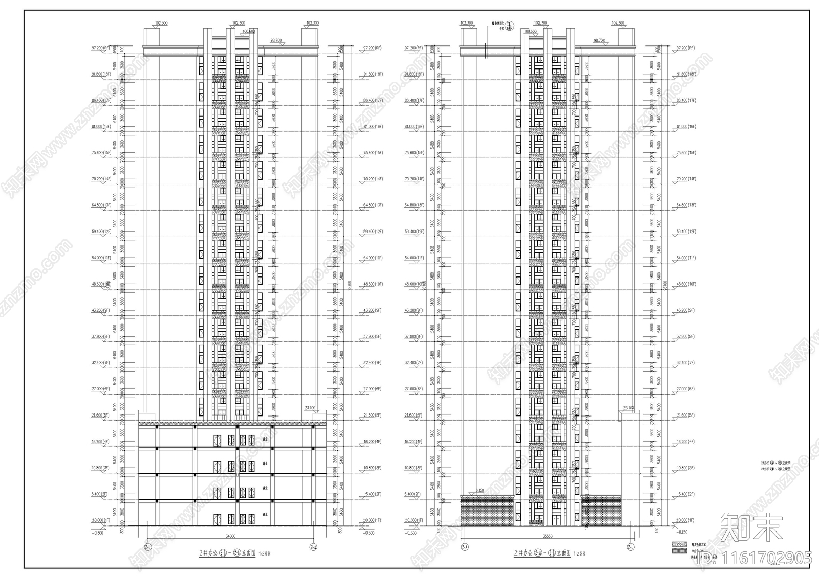 高层办公楼建筑图cad施工图下载【ID:1161702905】