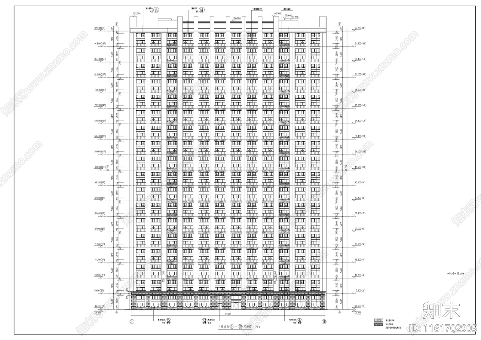 高层办公楼建筑图cad施工图下载【ID:1161702905】