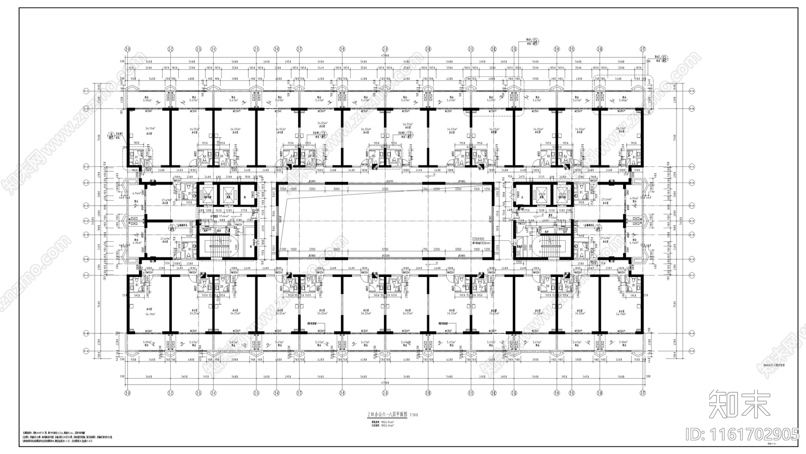 高层办公楼建筑图cad施工图下载【ID:1161702905】