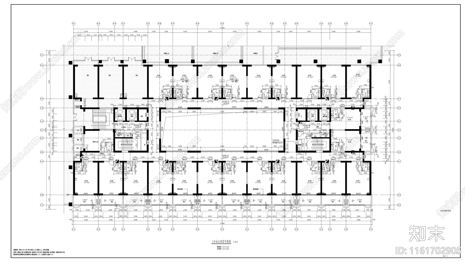 高层办公楼建筑图cad施工图下载【ID:1161702905】