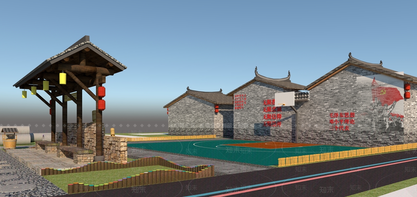 美丽乡村小公园建筑旧改套方案必备SU模型下载【ID:1161986588】