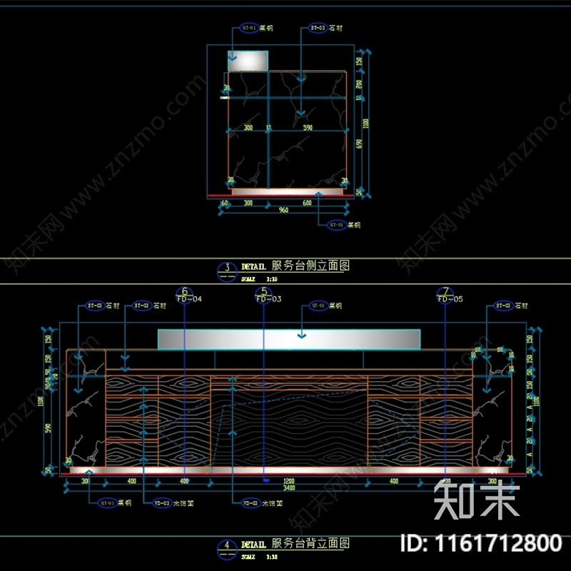 现代吧台大样图cad施工图下载【ID:1161712800】