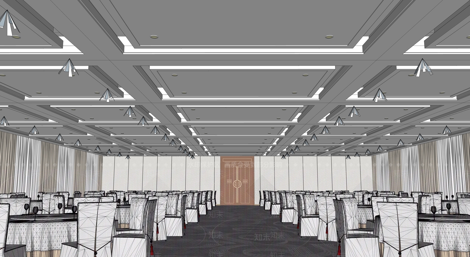 现代宴会厅SU模型下载【ID:1161714484】