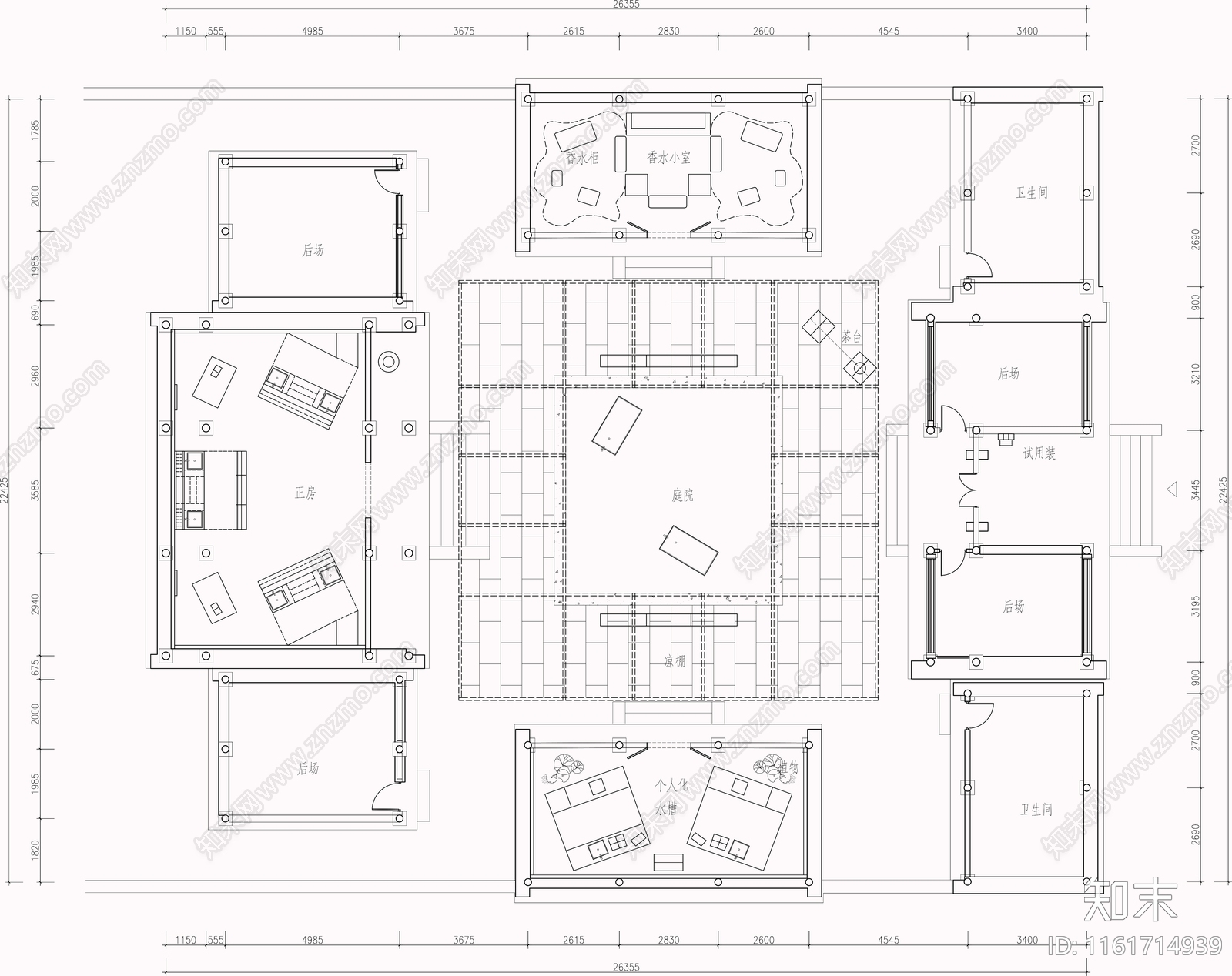 古建筑商店平面布置图施工图下载【ID:1161714939】