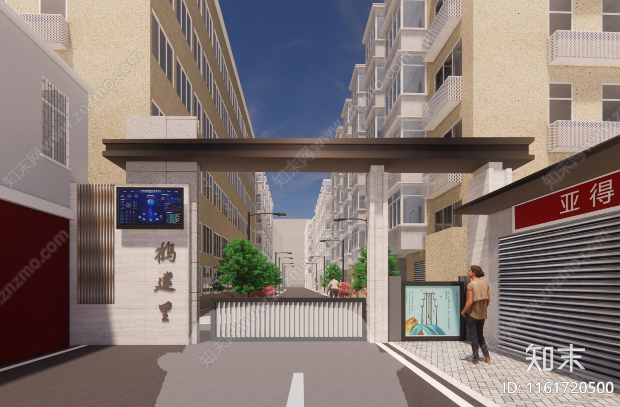 小区门楼cad施工图下载【ID:1161720500】