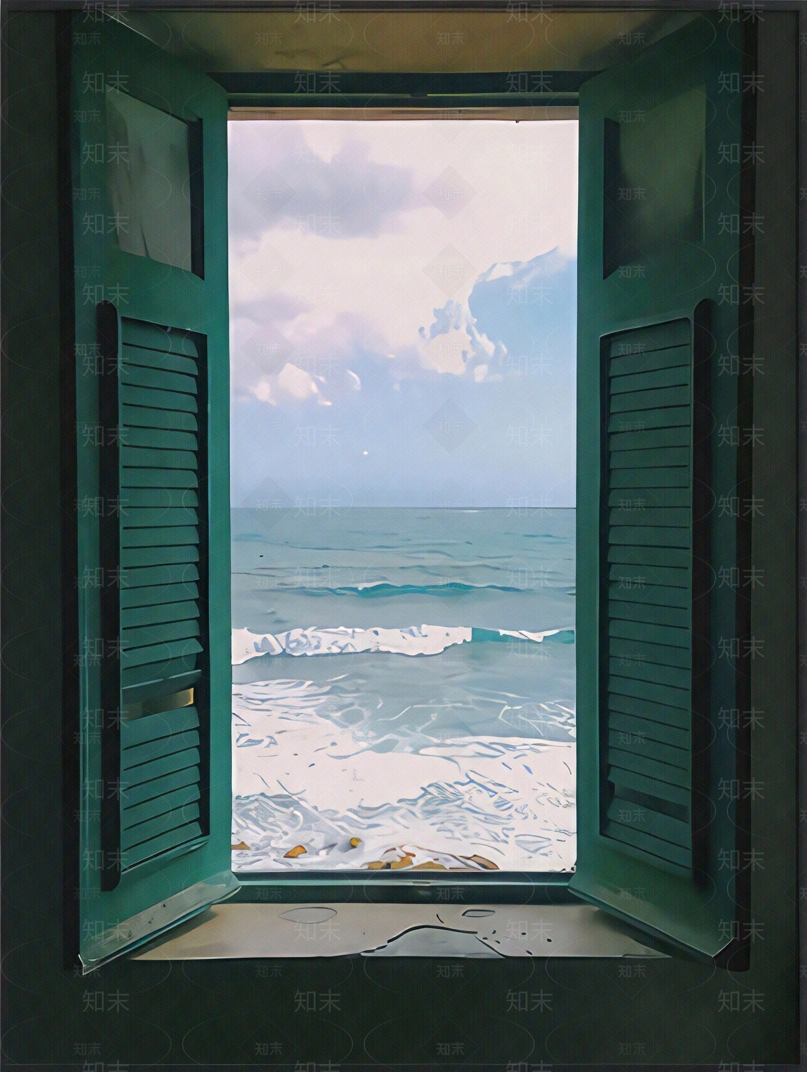 法式假窗户风景装饰画ins风贴图下载【ID:1161720708】