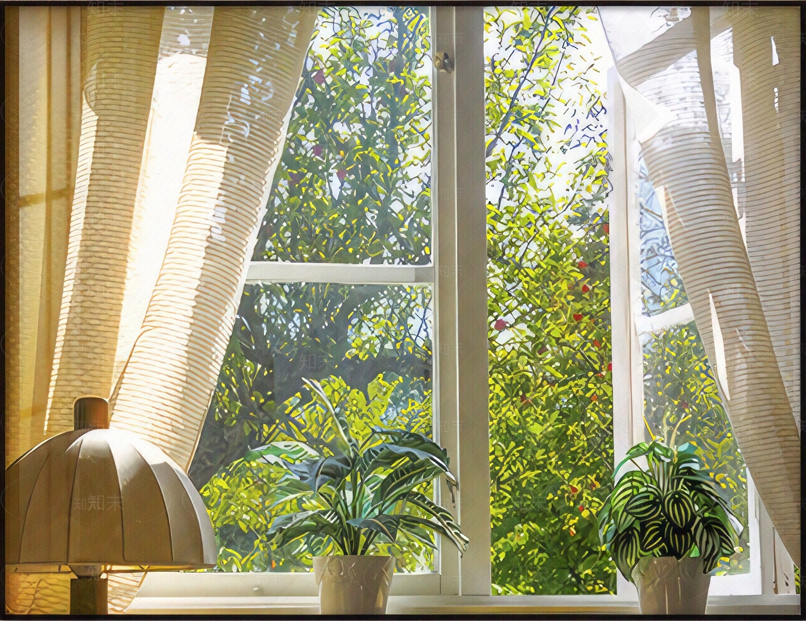 法式假窗户风景装饰画ins风贴图下载【ID:1161720722】