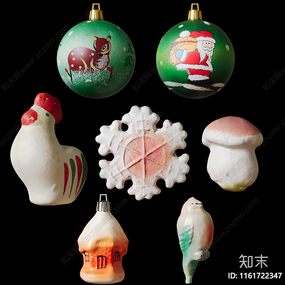 现代圣诞节装饰品3D模型下载【ID:1161722347】
