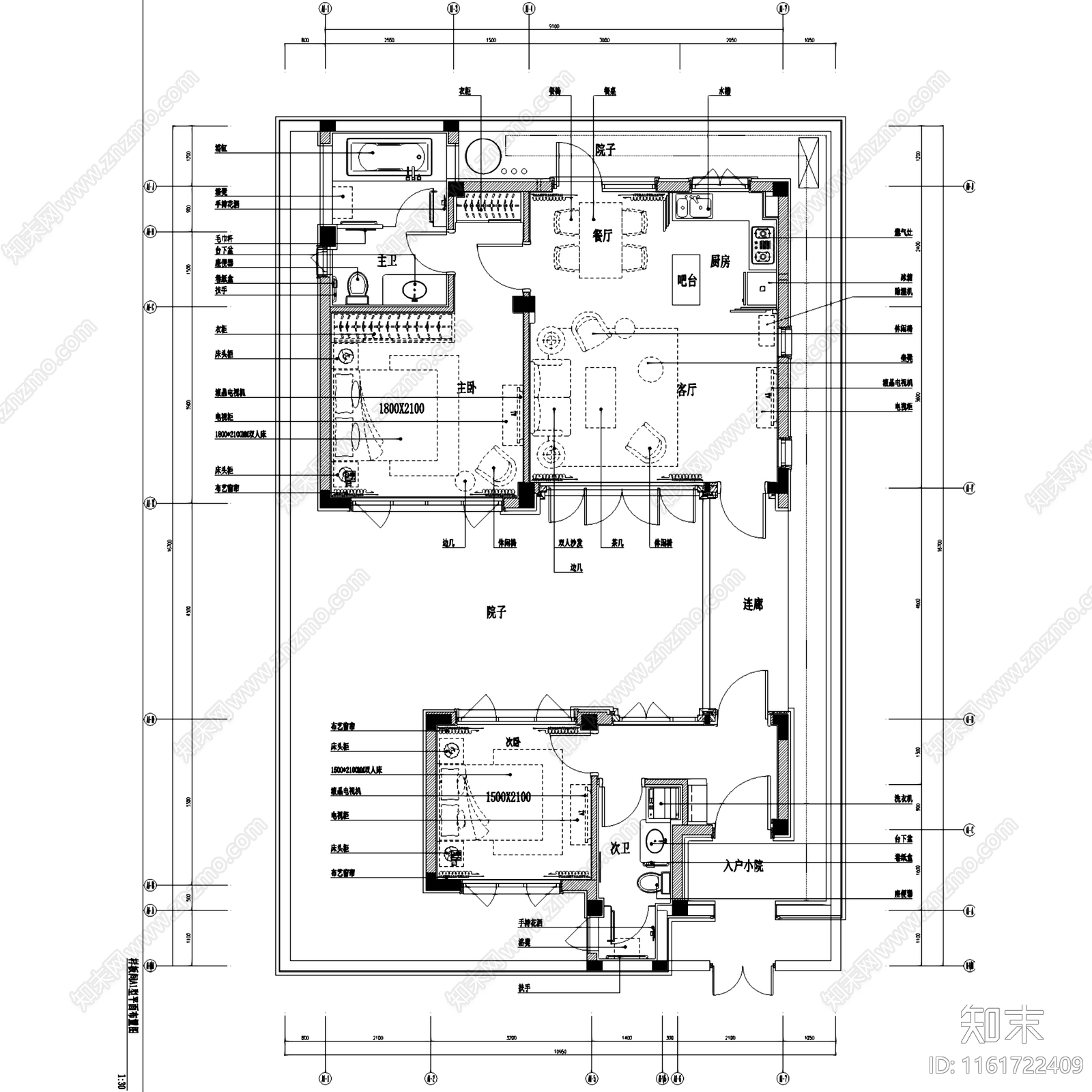 新中式中式绿城桃李春风庭院别墅室内家装cad施工图下载【ID:1161722409】