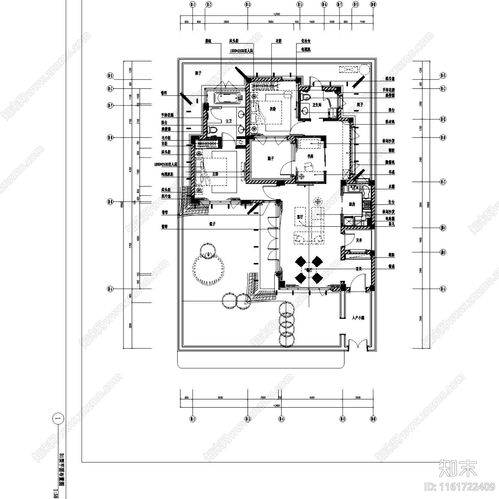 新中式中式绿城桃李春风庭院别墅室内家装cad施工图下载【ID:1161722409】