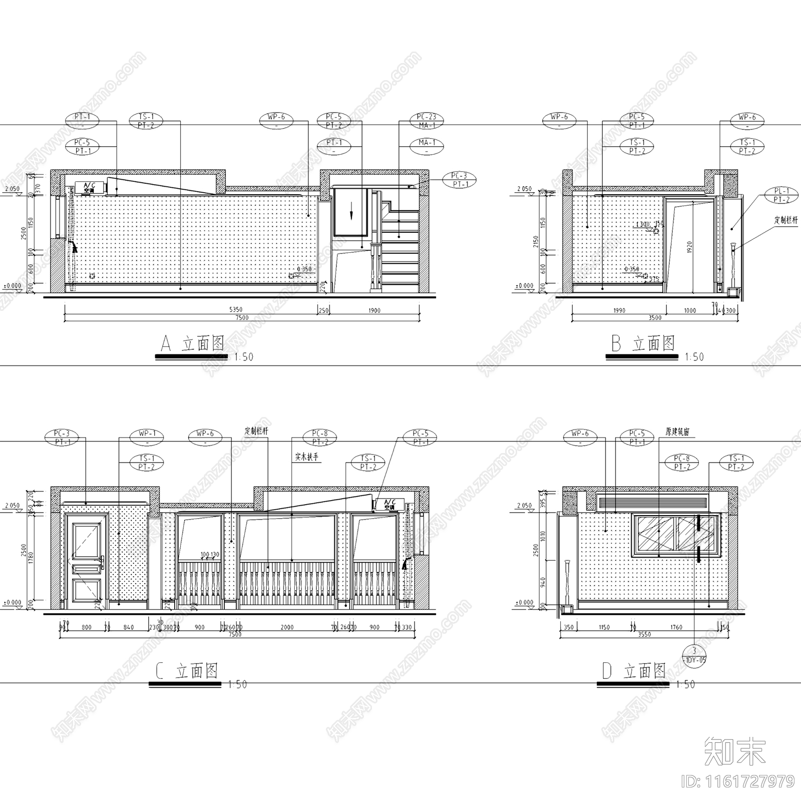 简欧北欧保利成都联排端头三层别墅室内家装cad施工图下载【ID:1161727979】