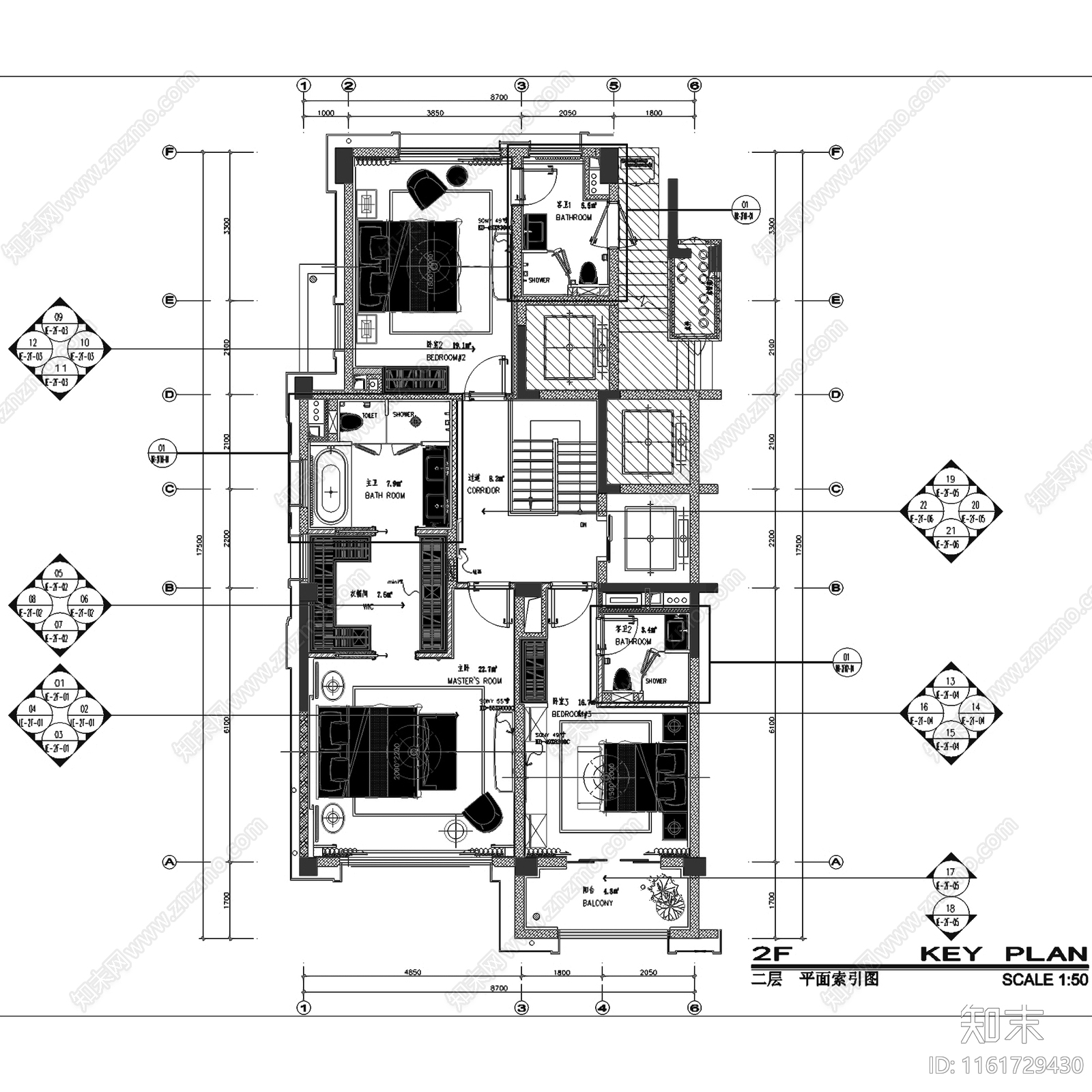 现代简约方兴上海大宁东区下叠二层别墅室内家装cad施工图下载【ID:1161729430】