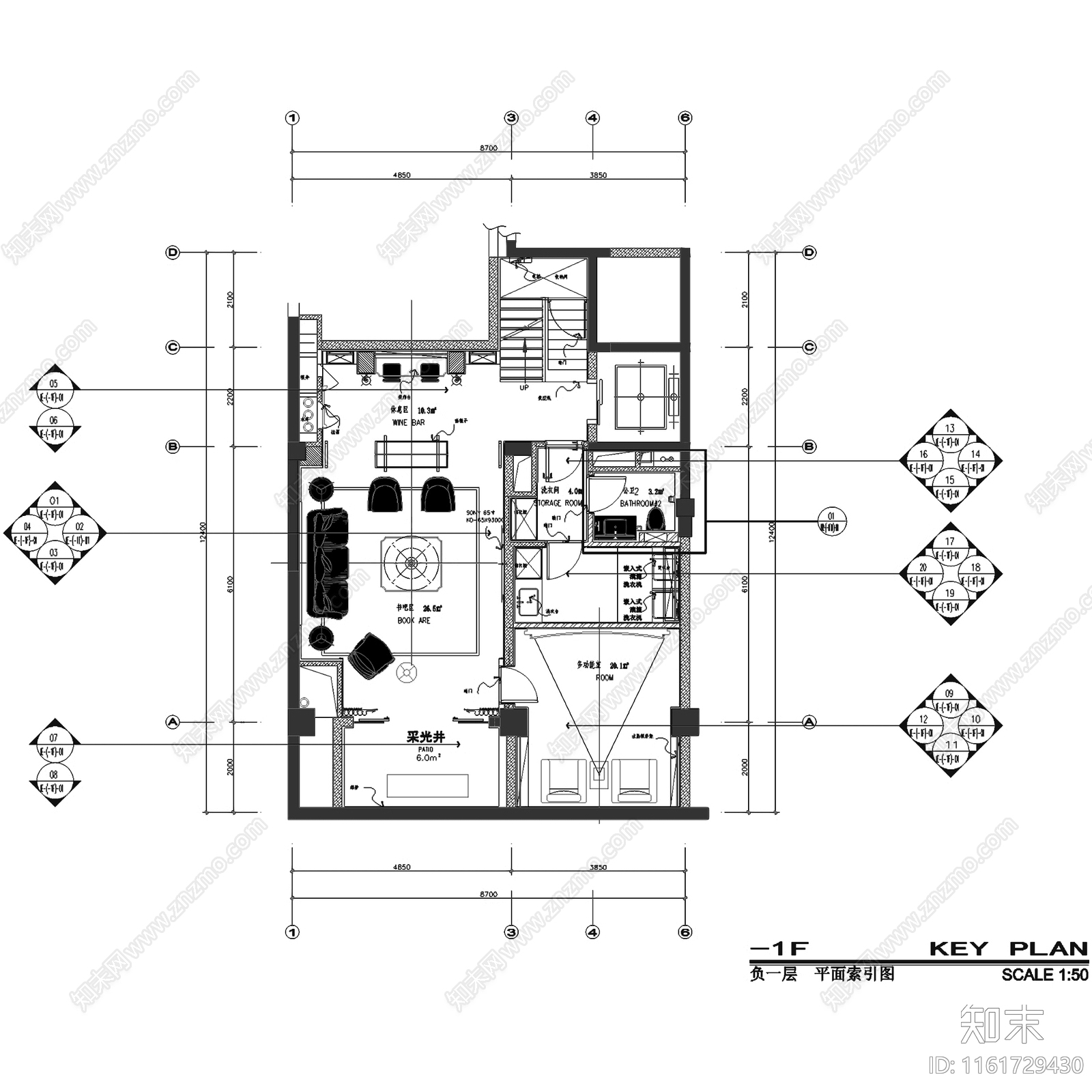 现代简约方兴上海大宁东区下叠二层别墅室内家装cad施工图下载【ID:1161729430】