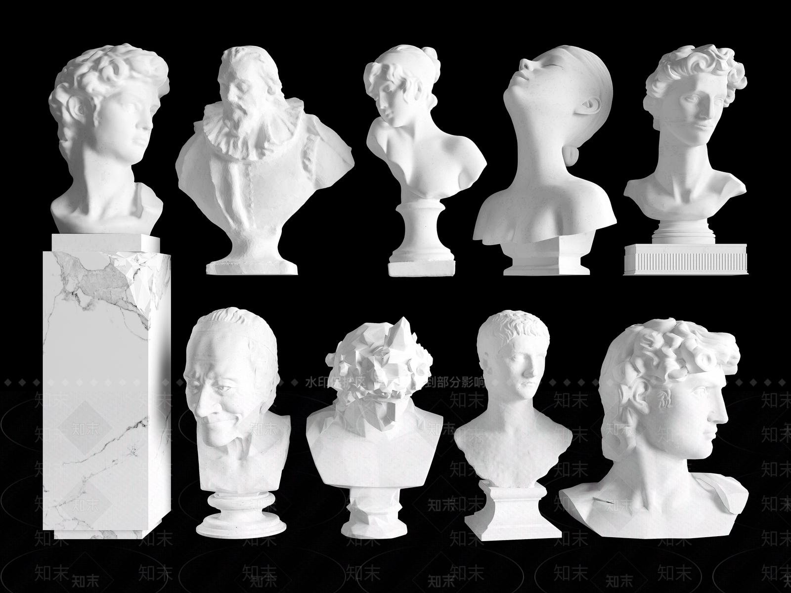 现代石膏雕像SU模型下载【ID:1161730617】