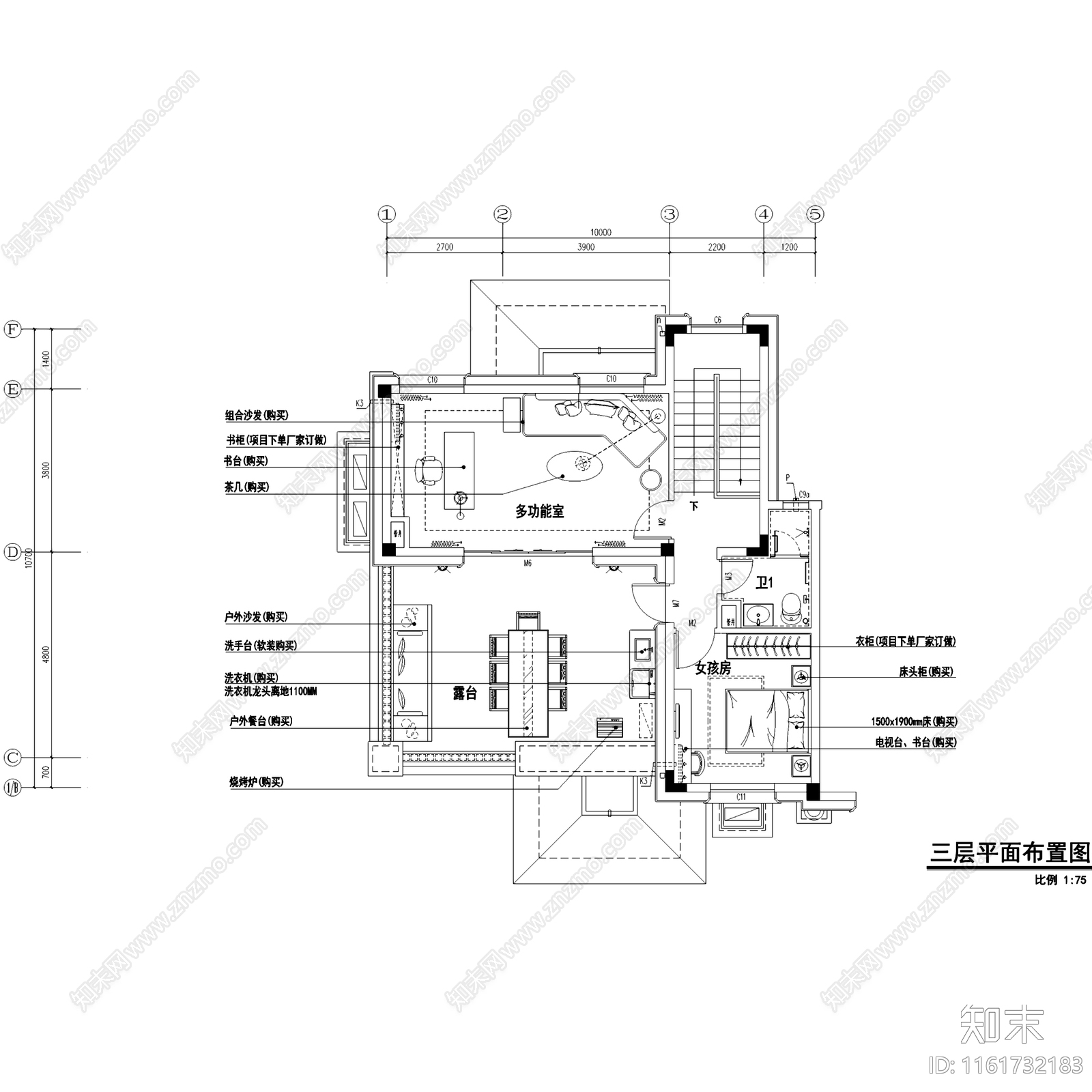 简欧欧式BJ260三层别墅室内家装cad施工图下载【ID:1161732183】