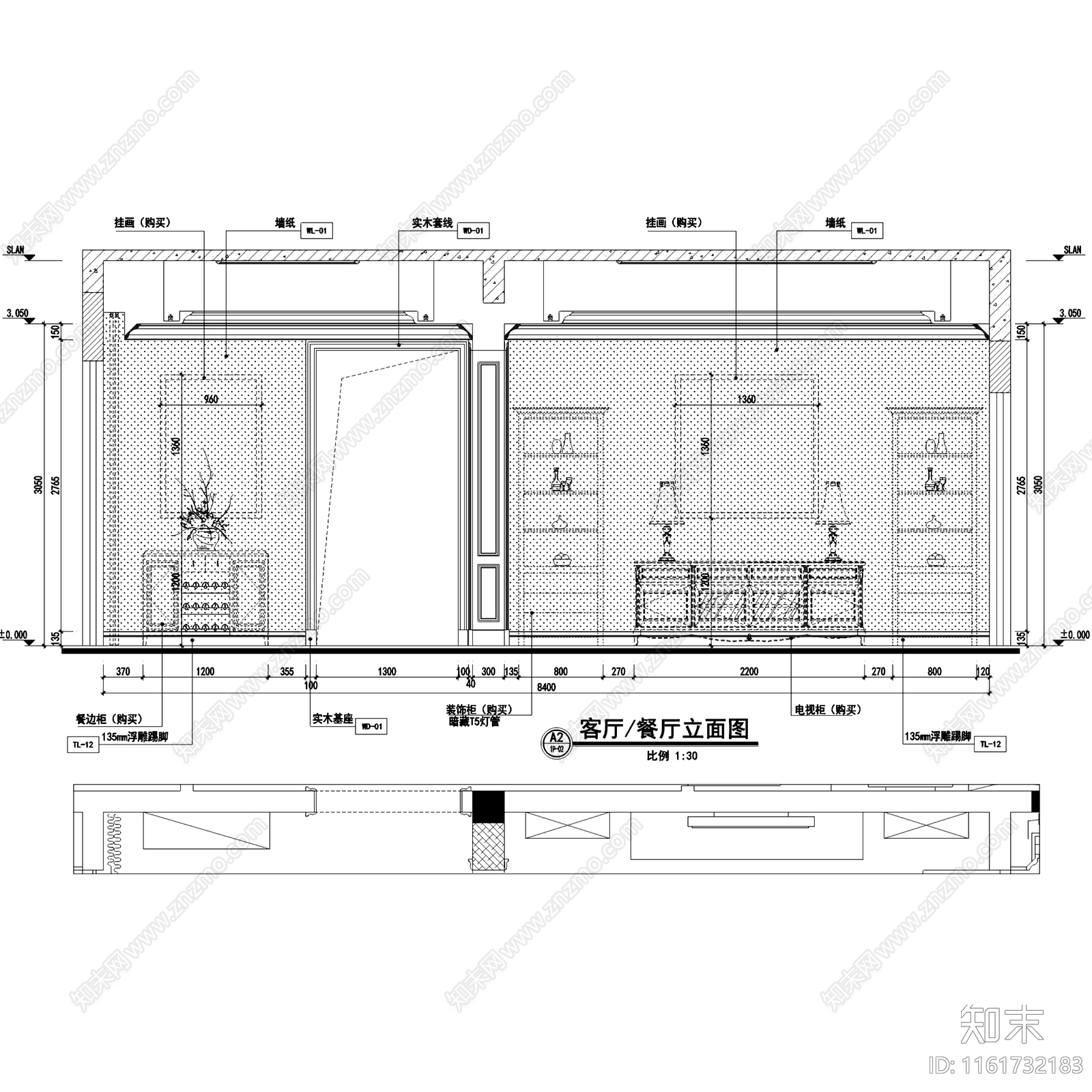 简欧欧式BJ260三层别墅室内家装cad施工图下载【ID:1161732183】