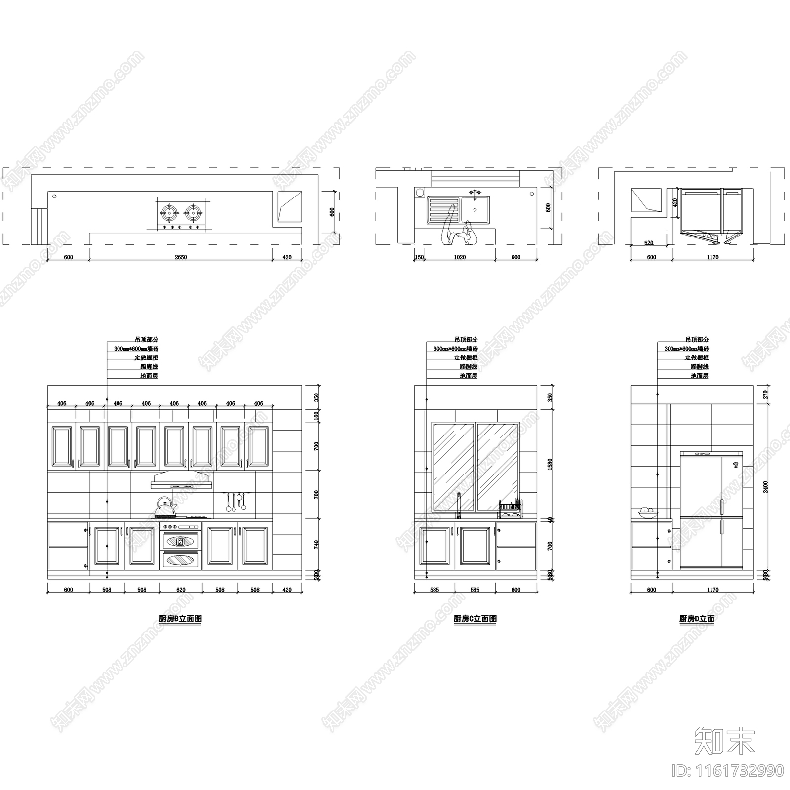 新中式三室两厅两卫室内家装cad施工图下载【ID:1161732990】