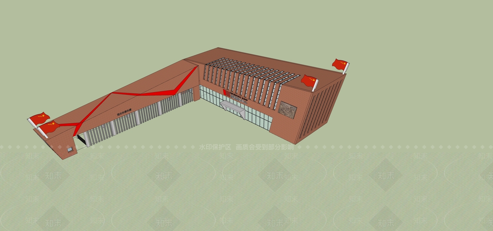 现代红色文化主题游客中心SU模型下载【ID:1161733749】