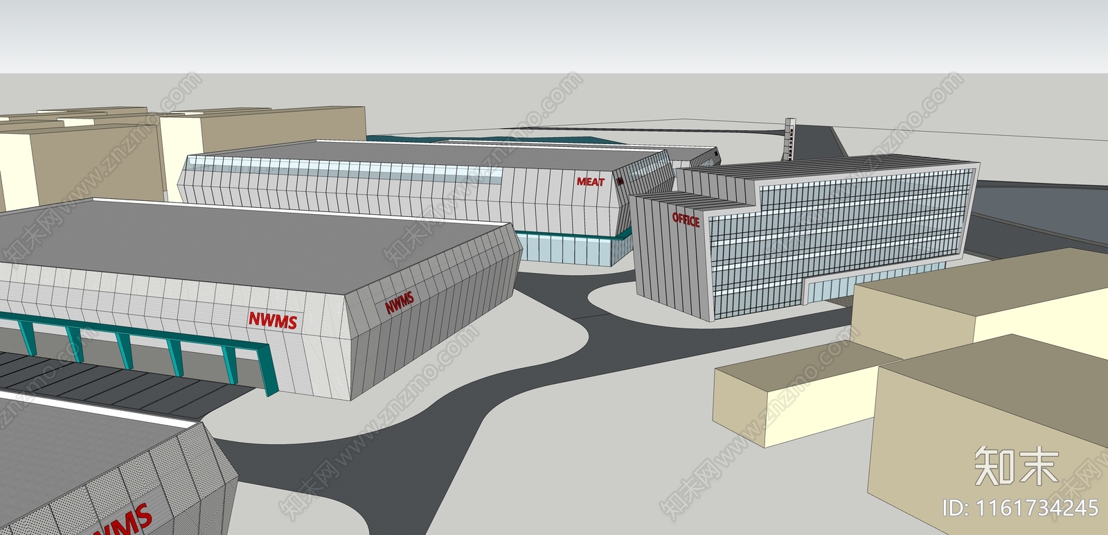 现代冷链物流园区规划SU模型下载【ID:1161734245】