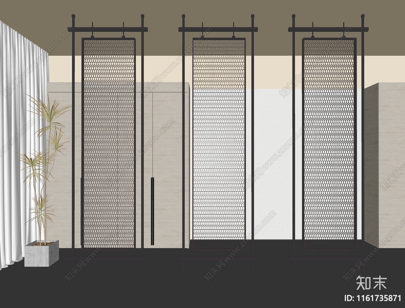 现代简约屏风隔断SU模型下载【ID:1161735871】