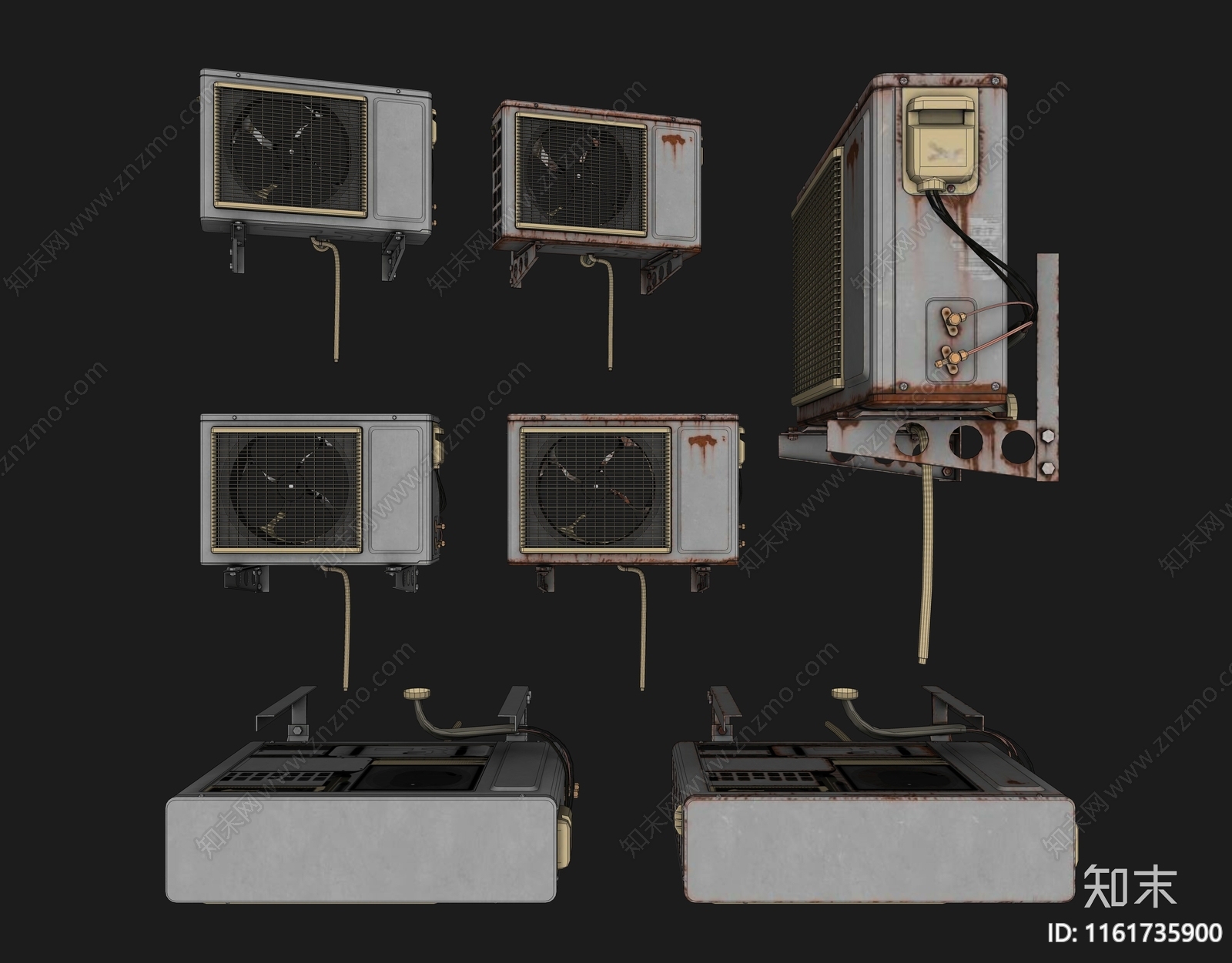 室外老旧空调外机组合SU模型下载【ID:1161735900】