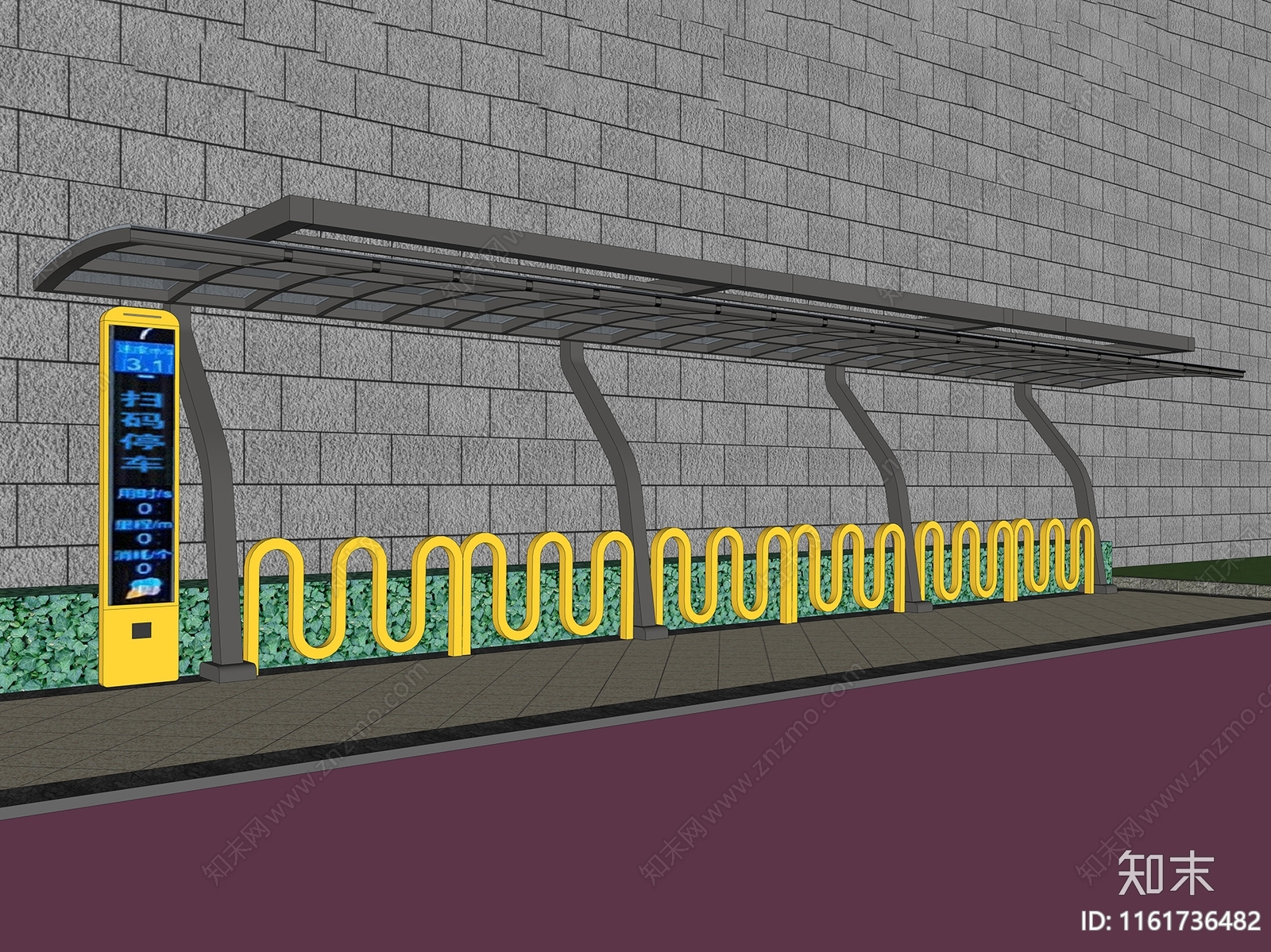 骑行驿站自行车棚SU模型下载【ID:1161736482】