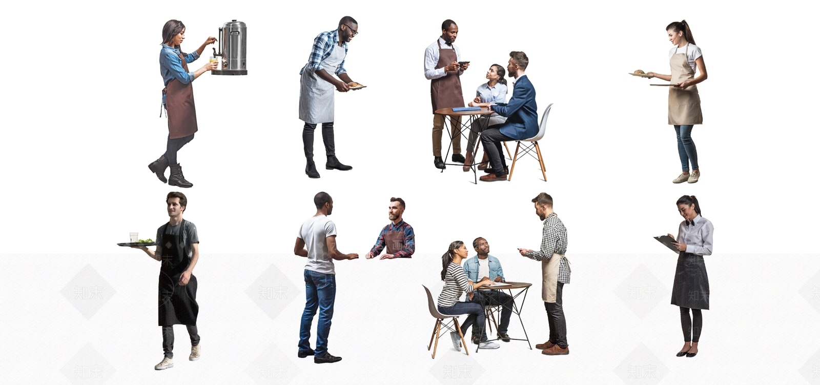 咖啡餐馆喝茶人SU模型下载【ID:1161736977】