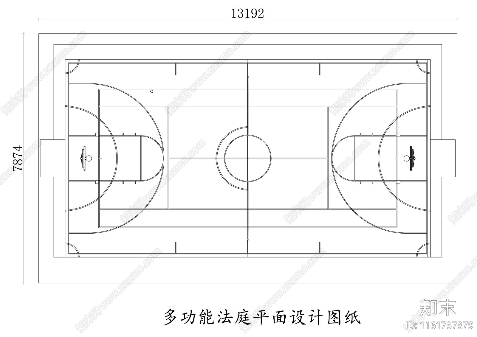 多功能法庭平面设计图施工图下载【ID:1161737379】