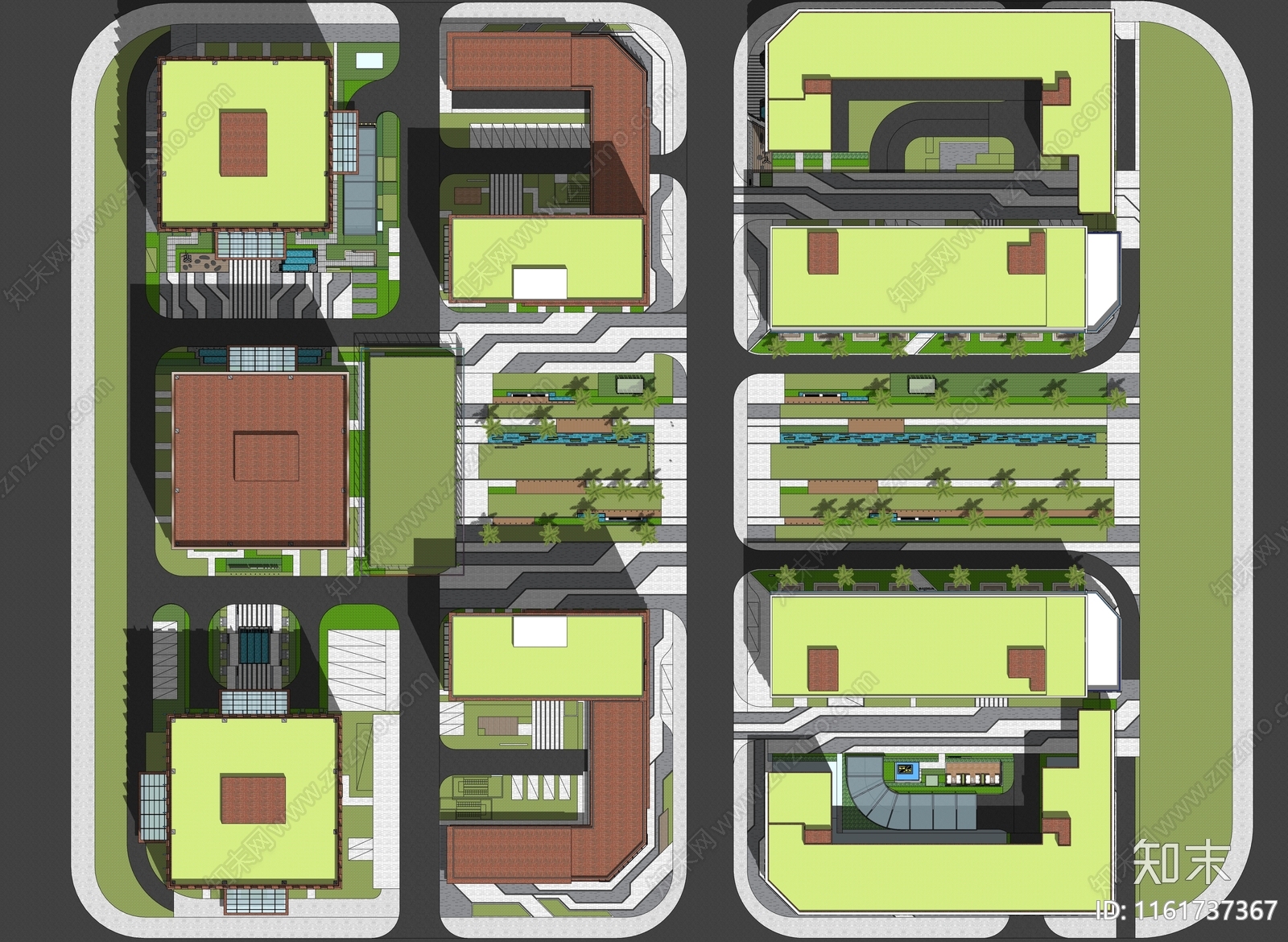 现代办公园区景观SU模型下载【ID:1161737367】