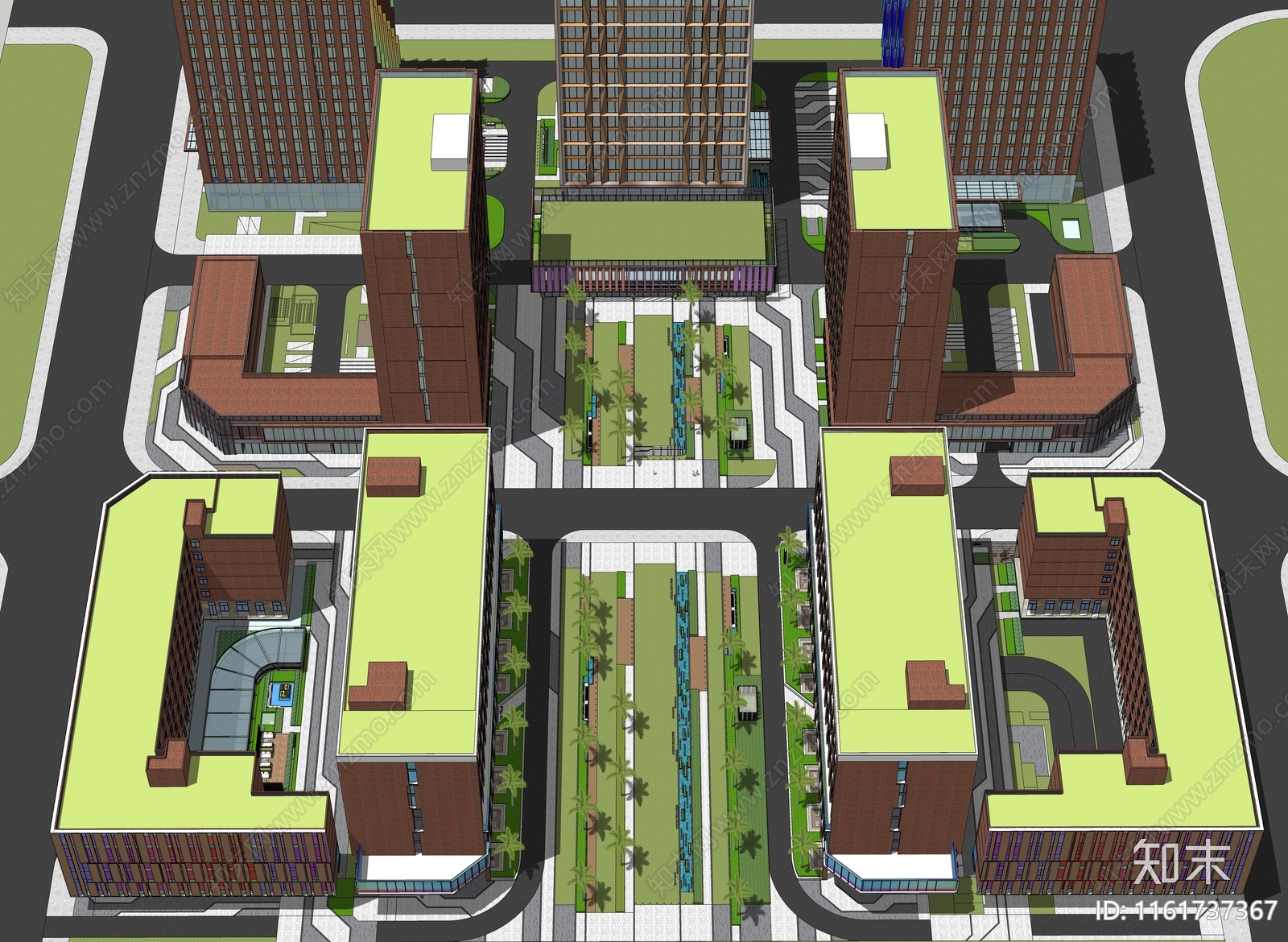 现代办公园区景观SU模型下载【ID:1161737367】