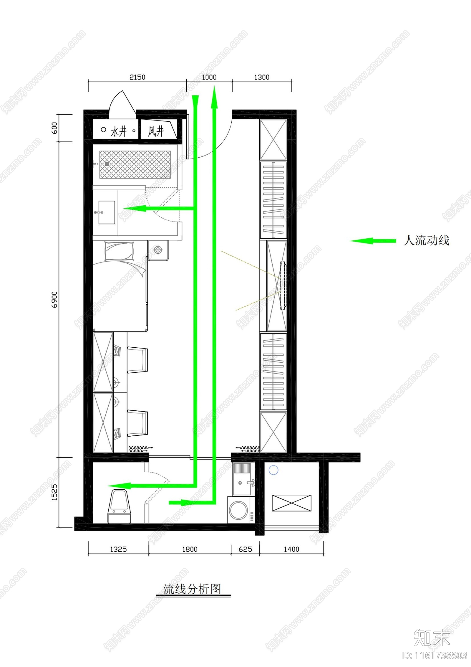 宿舍平立面图施工图下载【ID:1161738803】