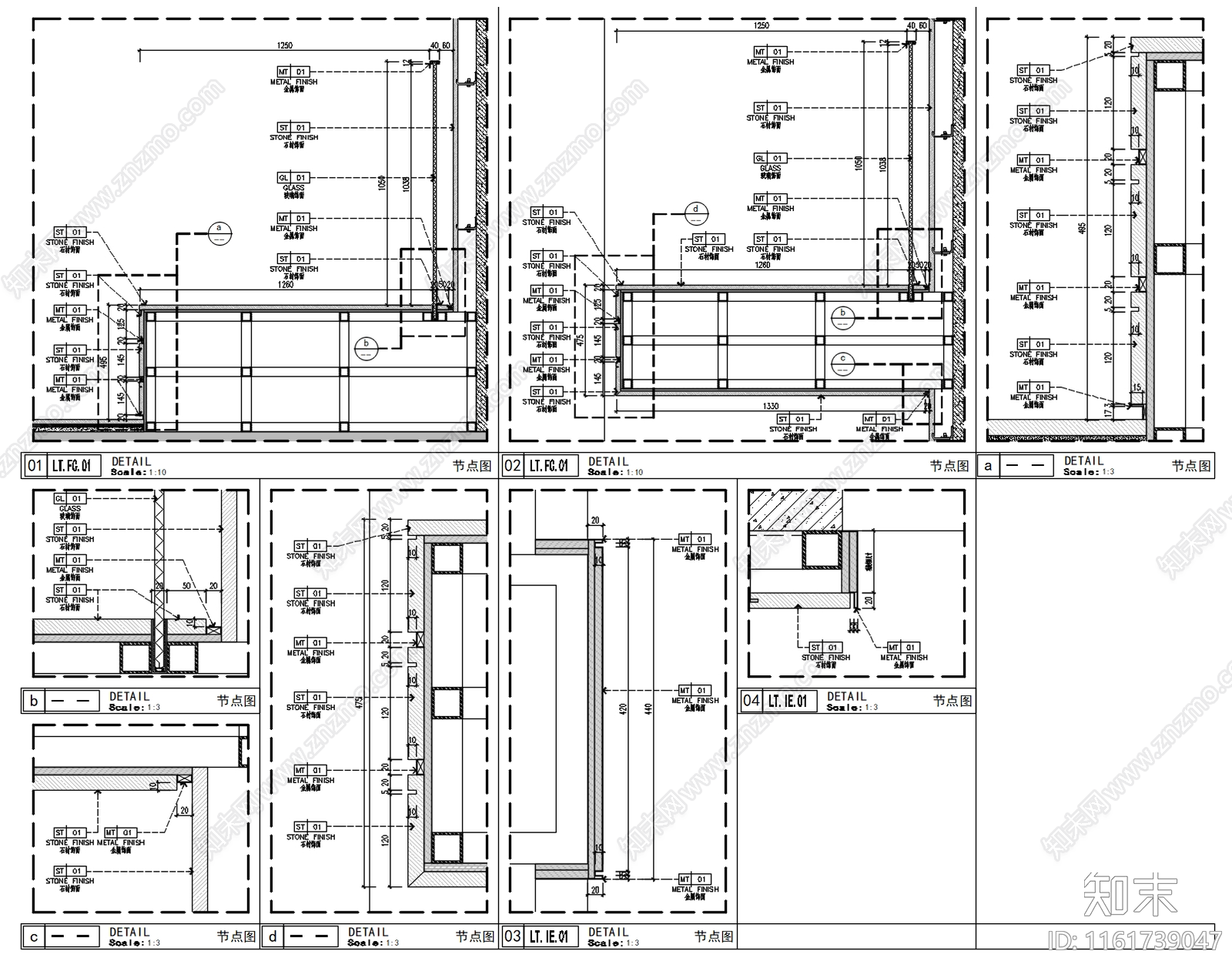 现代售楼处楼梯平立面节点大样图cad施工图下载【ID:1161739047】