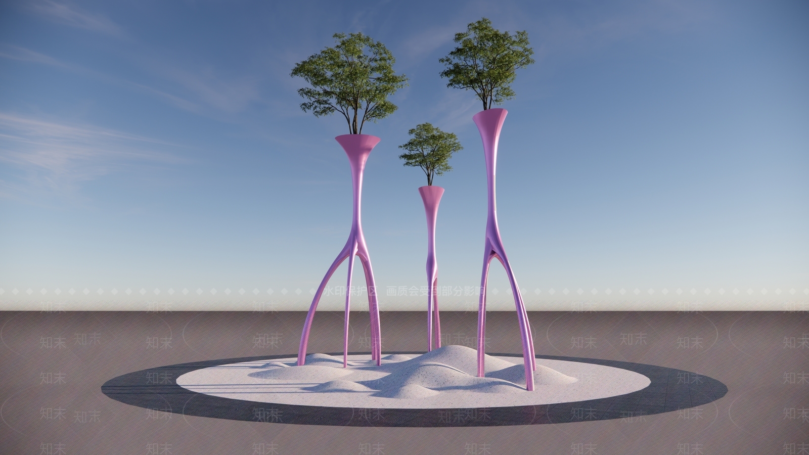 现代城市广场艺术构架SU模型下载【ID:1161740019】