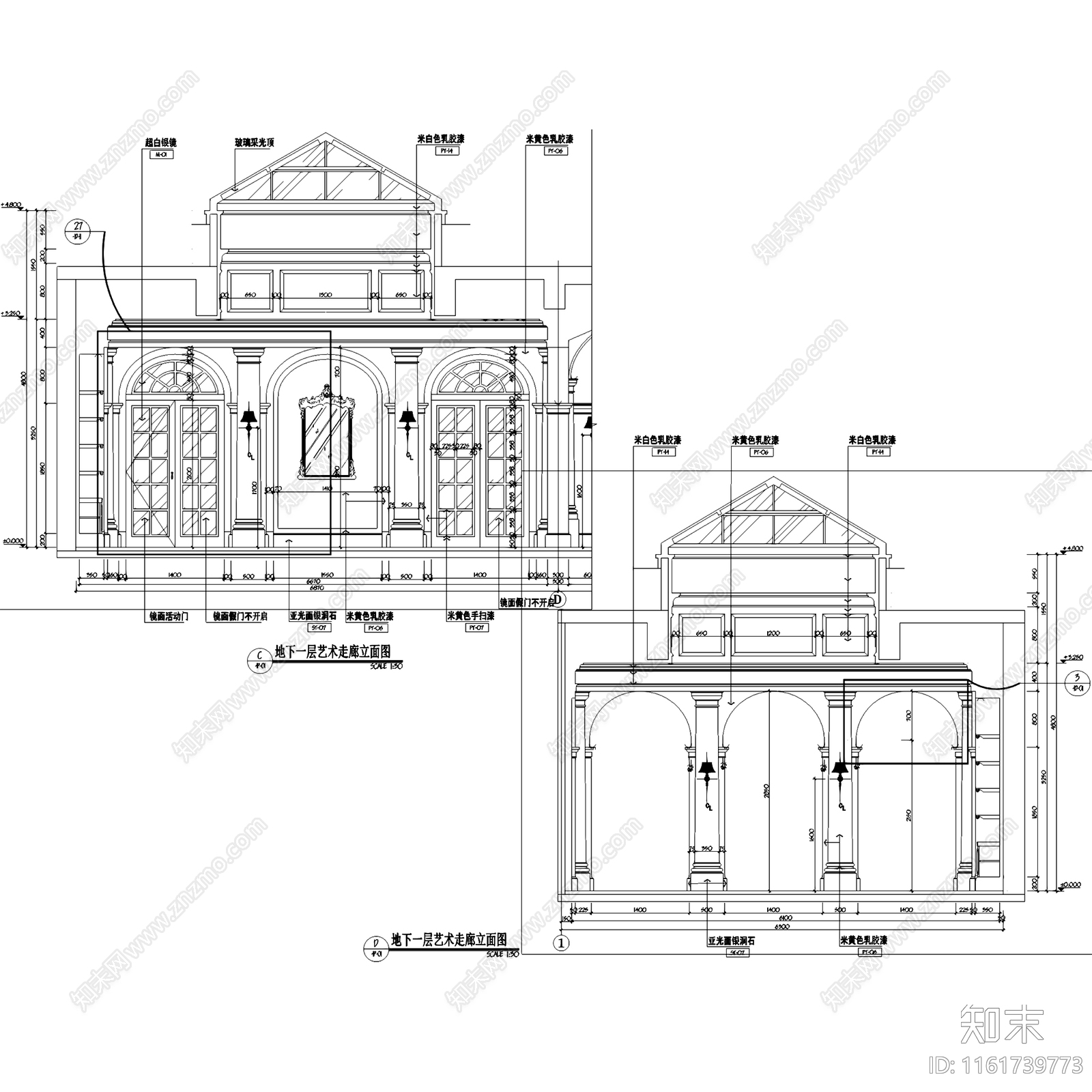 法式长沙梅溪湖壹号280㎡三层别墅室内家装cad施工图下载【ID:1161739773】