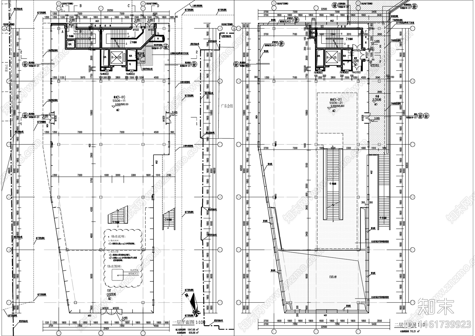 新中式三层商业建筑cad施工图下载【ID:1161739923】