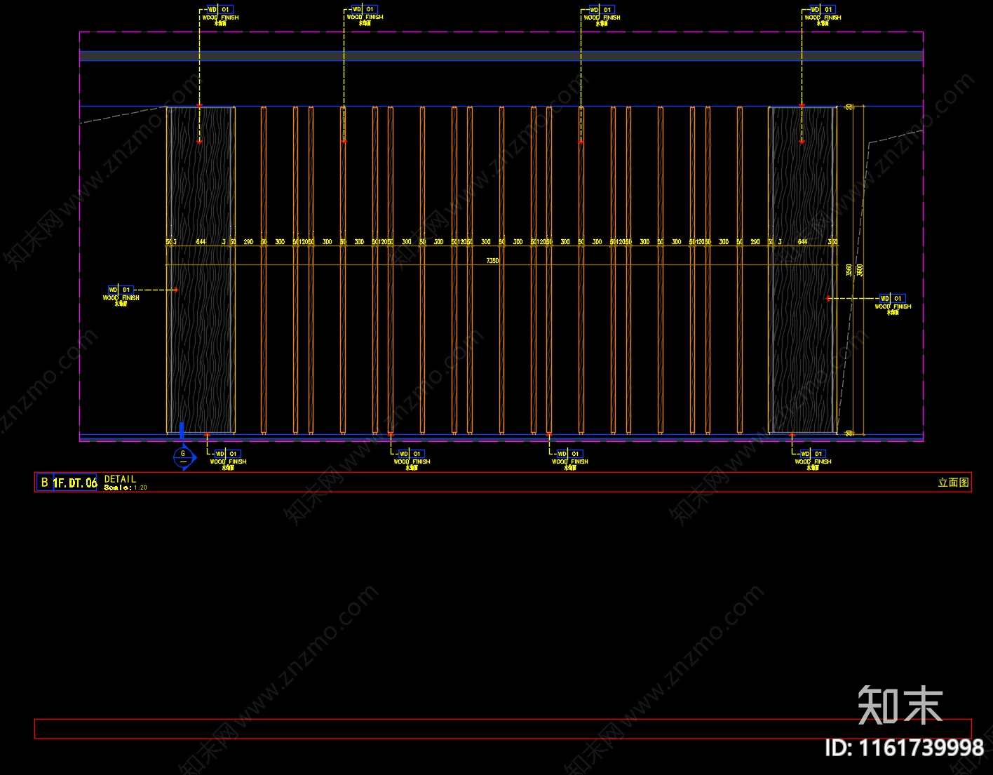 现代售楼处木饰面屏风节点cad施工图下载【ID:1161739998】