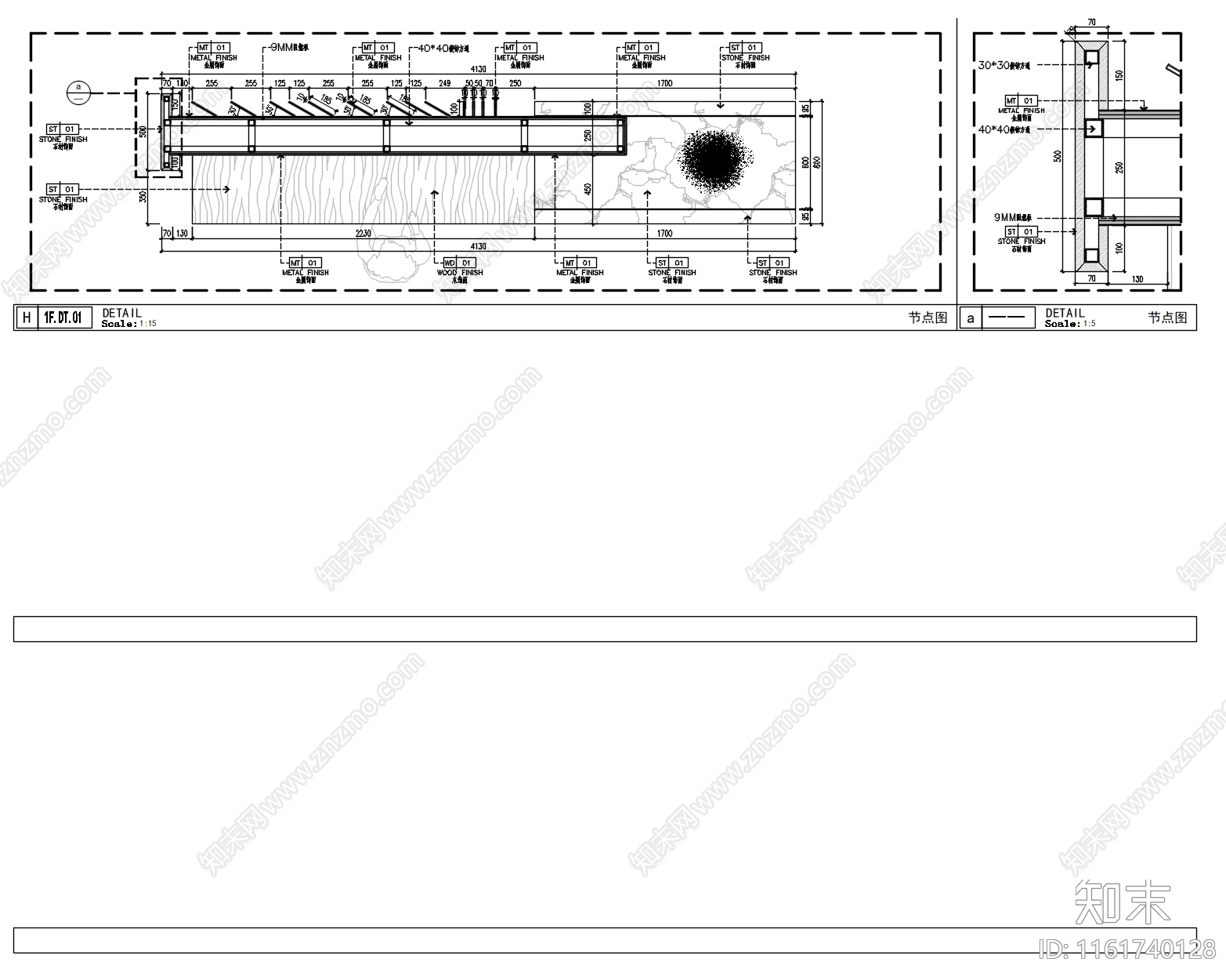 现代售楼处前台接待台独立节点cad施工图下载【ID:1161740128】