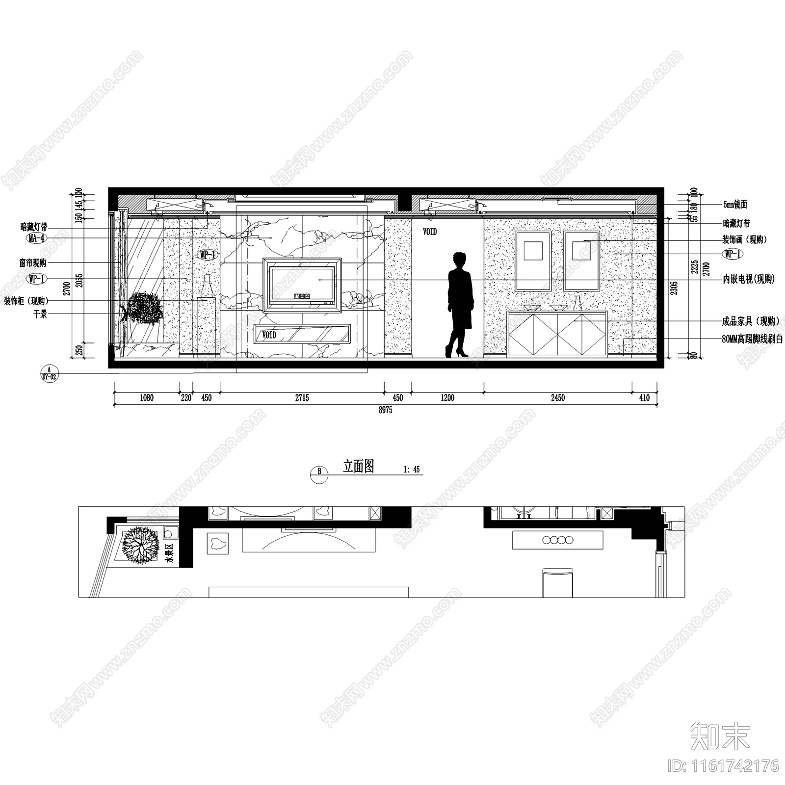 简欧新中式富贵天城201室三室两厅两卫室内家装cad施工图下载【ID:1161742176】