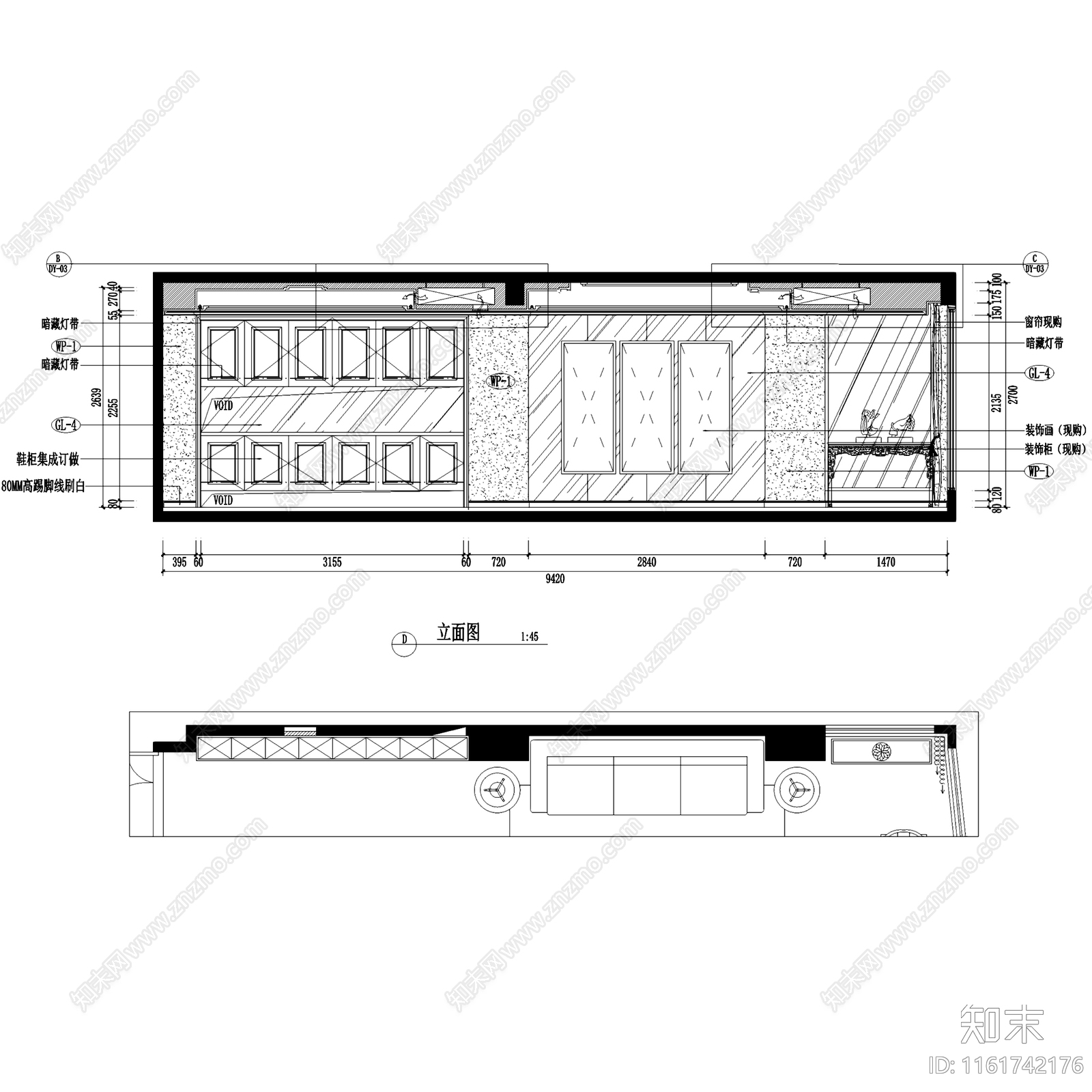 简欧新中式富贵天城201室三室两厅两卫室内家装cad施工图下载【ID:1161742176】