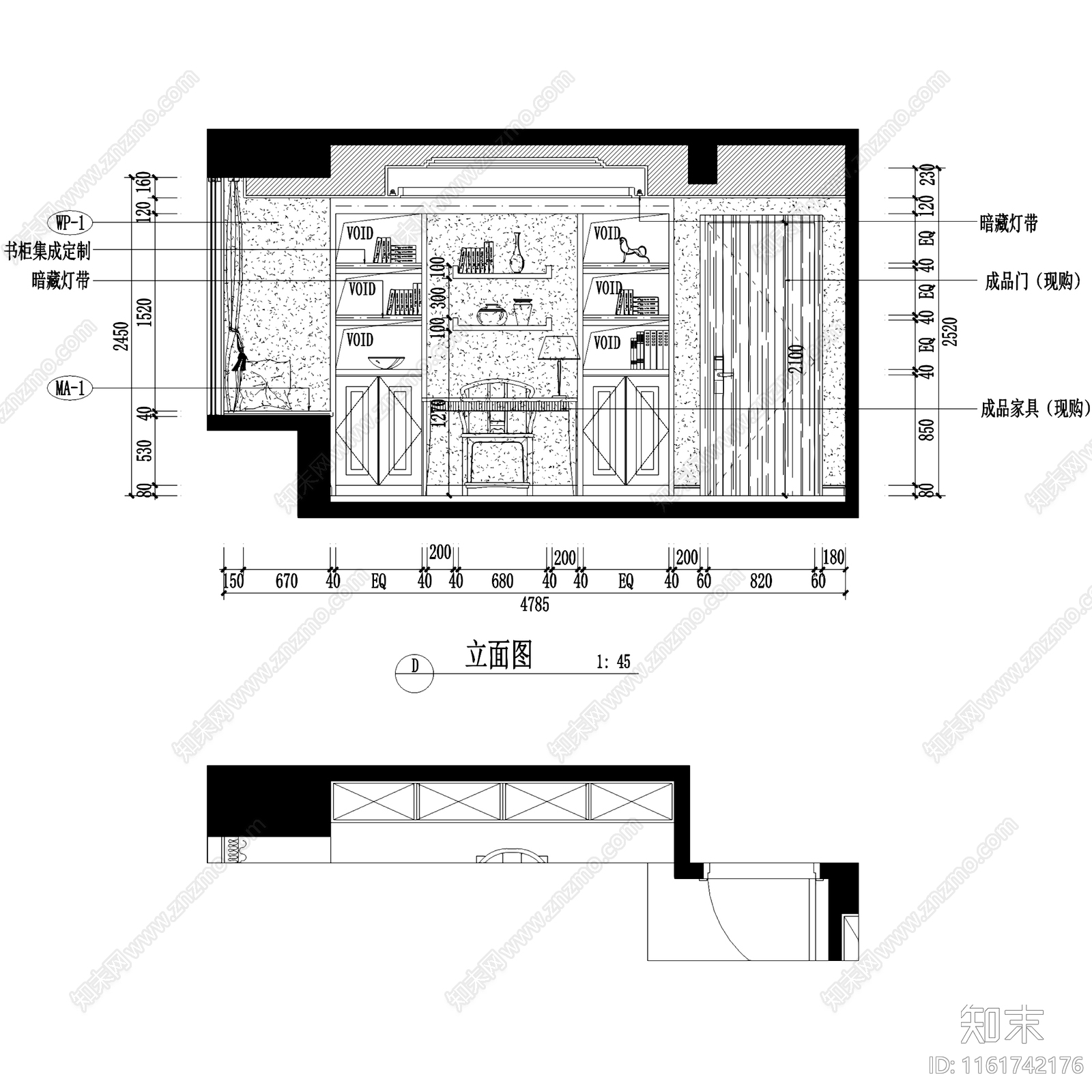 简欧新中式富贵天城201室三室两厅两卫室内家装cad施工图下载【ID:1161742176】