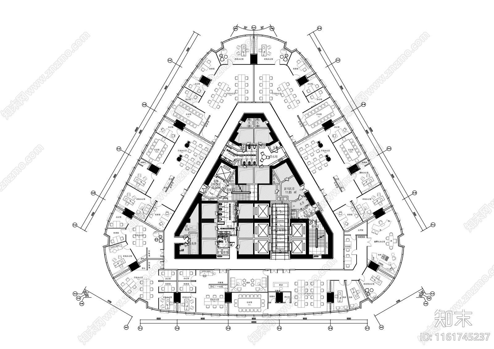 办公室平面方案图施工图下载【ID:1161745237】