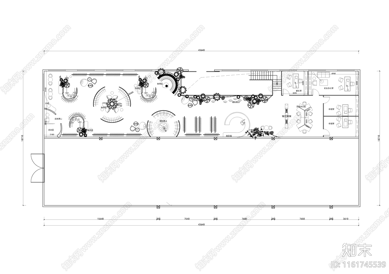 服装办公室平面方案图施工图下载【ID:1161745539】