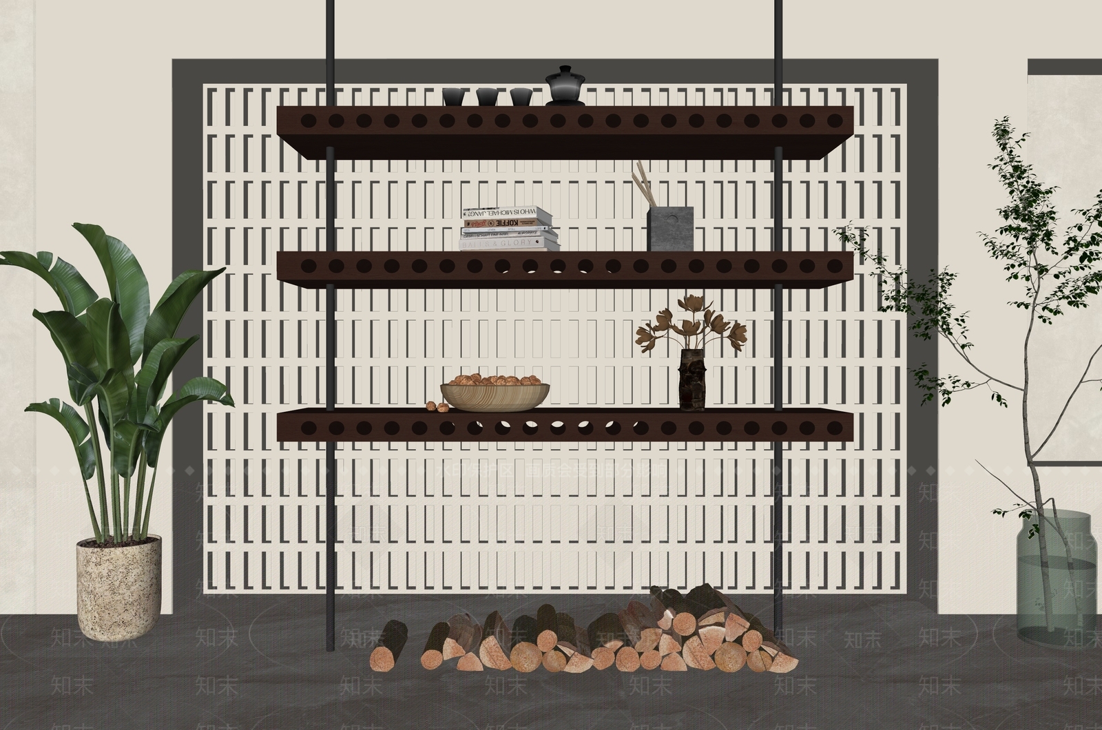 现代置物架隔断SU模型下载【ID:1161747841】