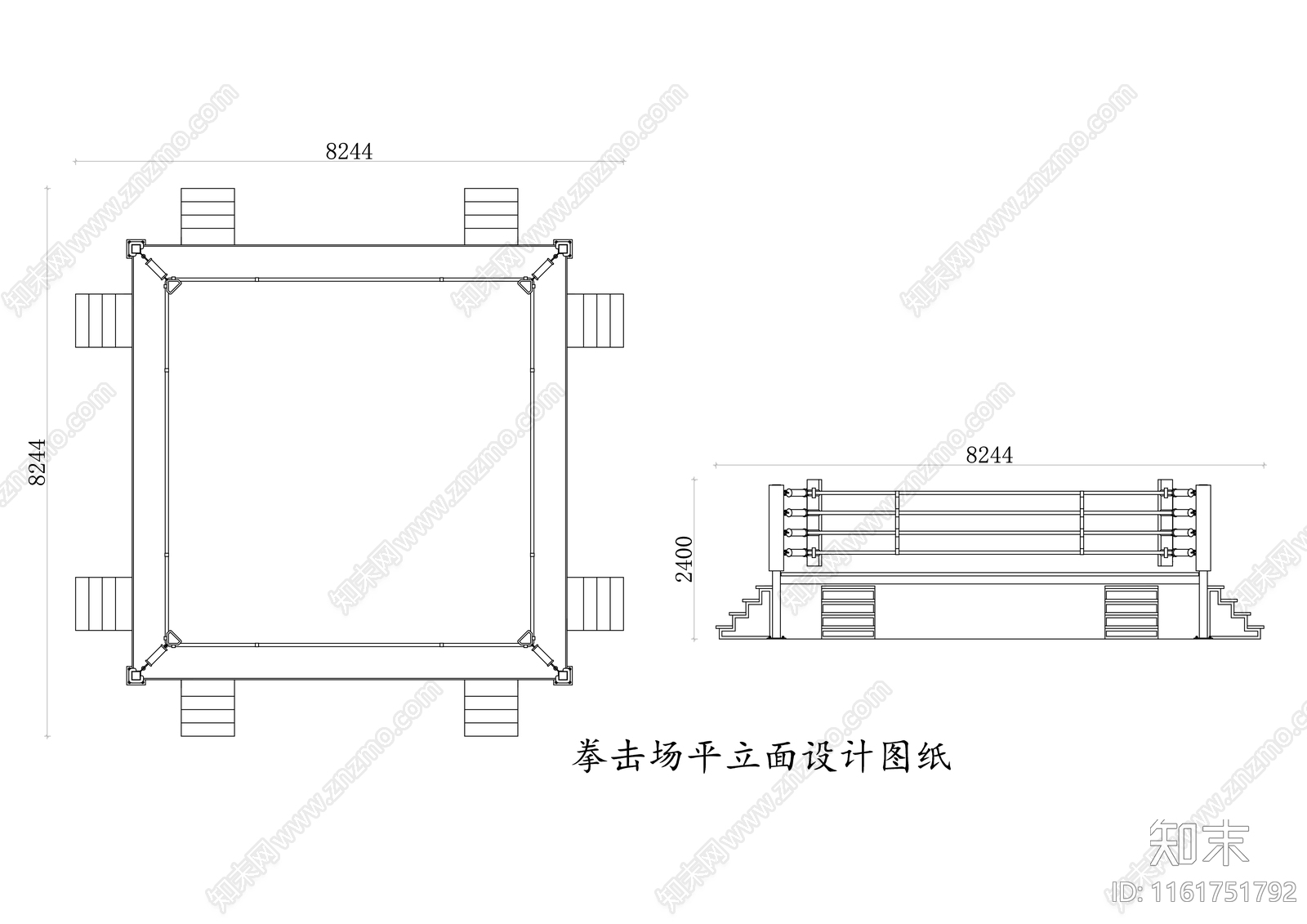 拳击场三视图施工图下载【ID:1161751792】
