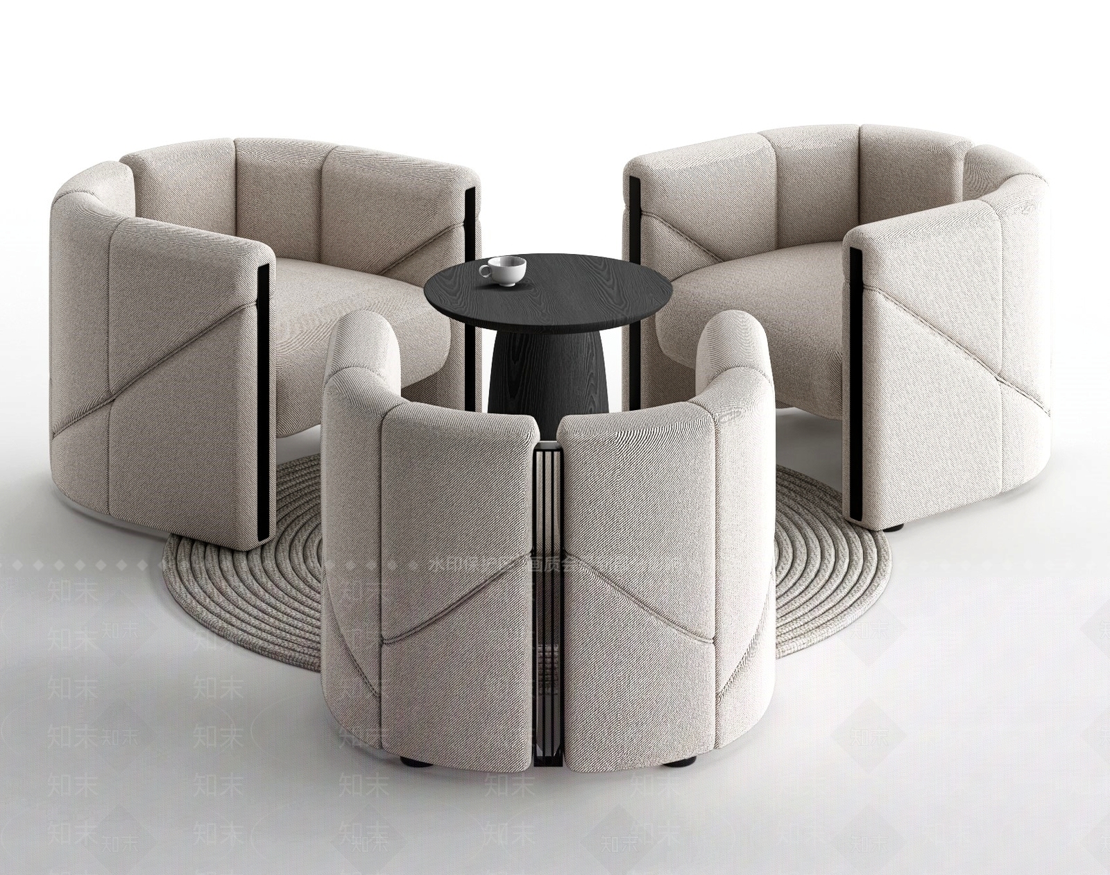 现代洽谈桌椅组合3D模型下载【ID:1161752309】