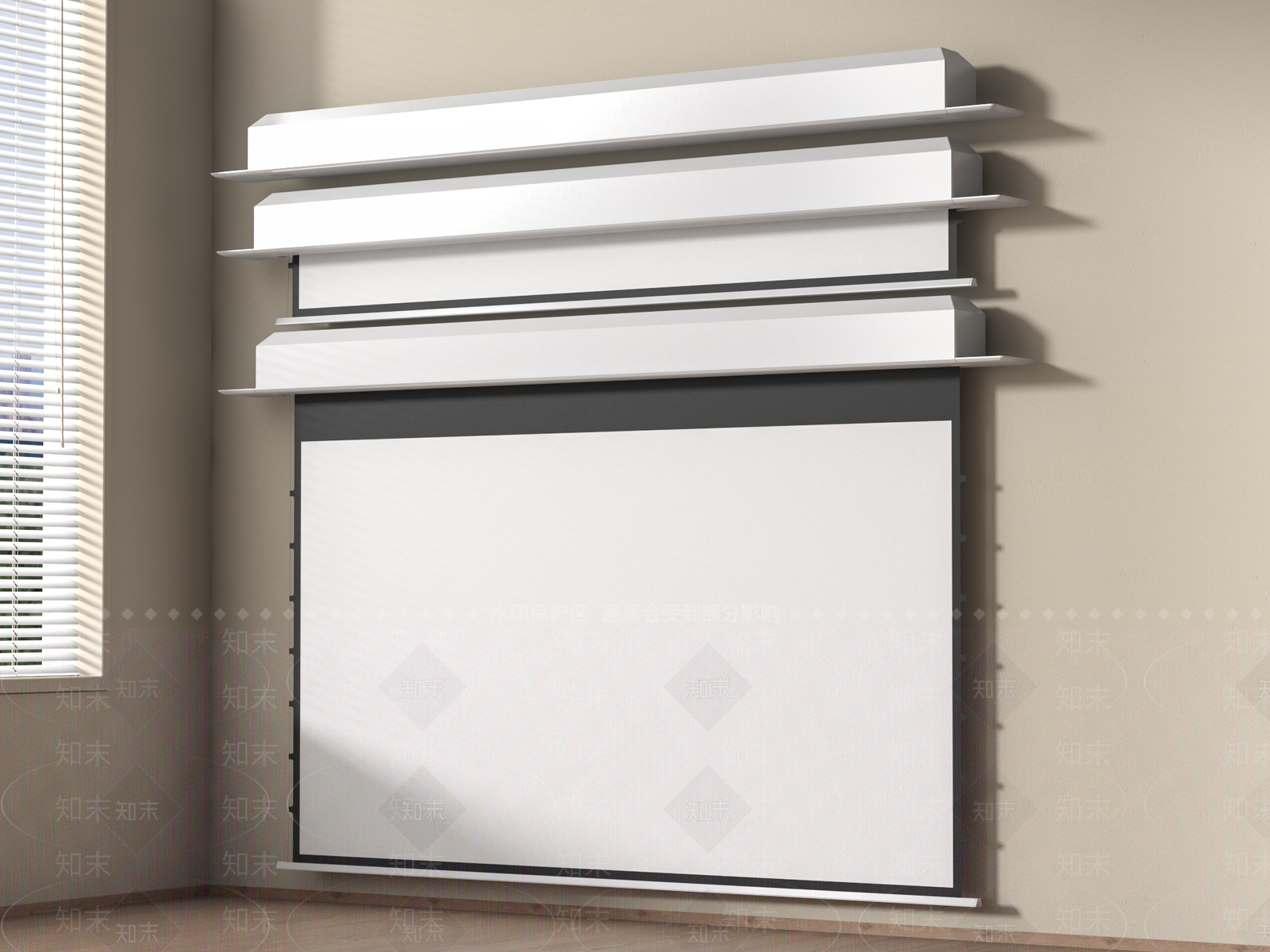 天花隐藏电动幕布3D模型下载【ID:1161755093】